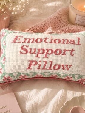 "Emotional Support Pillow" Needlepoint Decorative Accent Pillow